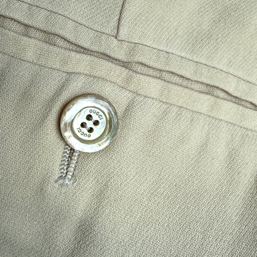 Gucci Embroidered Loved Cream Wool/Silk High Waist Wide Leg Trousers IT 38/US 2 - Picture 8 of 13